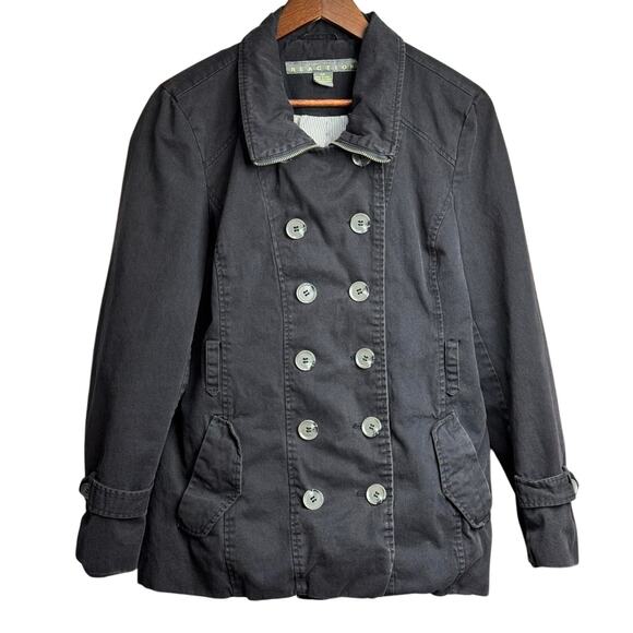 Men's Kenneth Cole Reaction Black Double Breasted Coat Jacket - Size Large - Picture 1 of 8